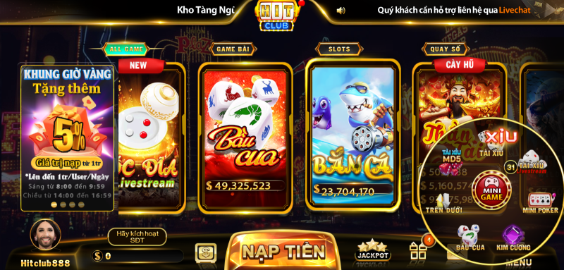 Các bước để vào game bầu cua trên hệ thống của Hit Club