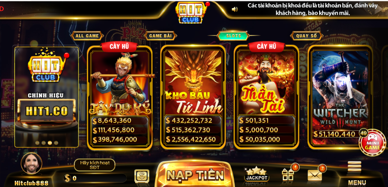 Game slot - Chuyên mục hấp dấn tại Hit club