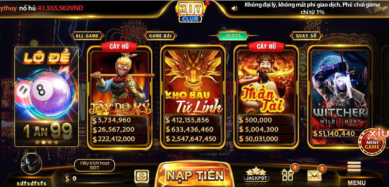 Sảnh game Slot quay hũ Hit Club