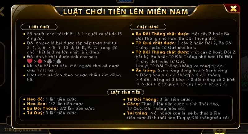 Quy tắc chặt Heo trong tiến lên miền Nam Hit Club